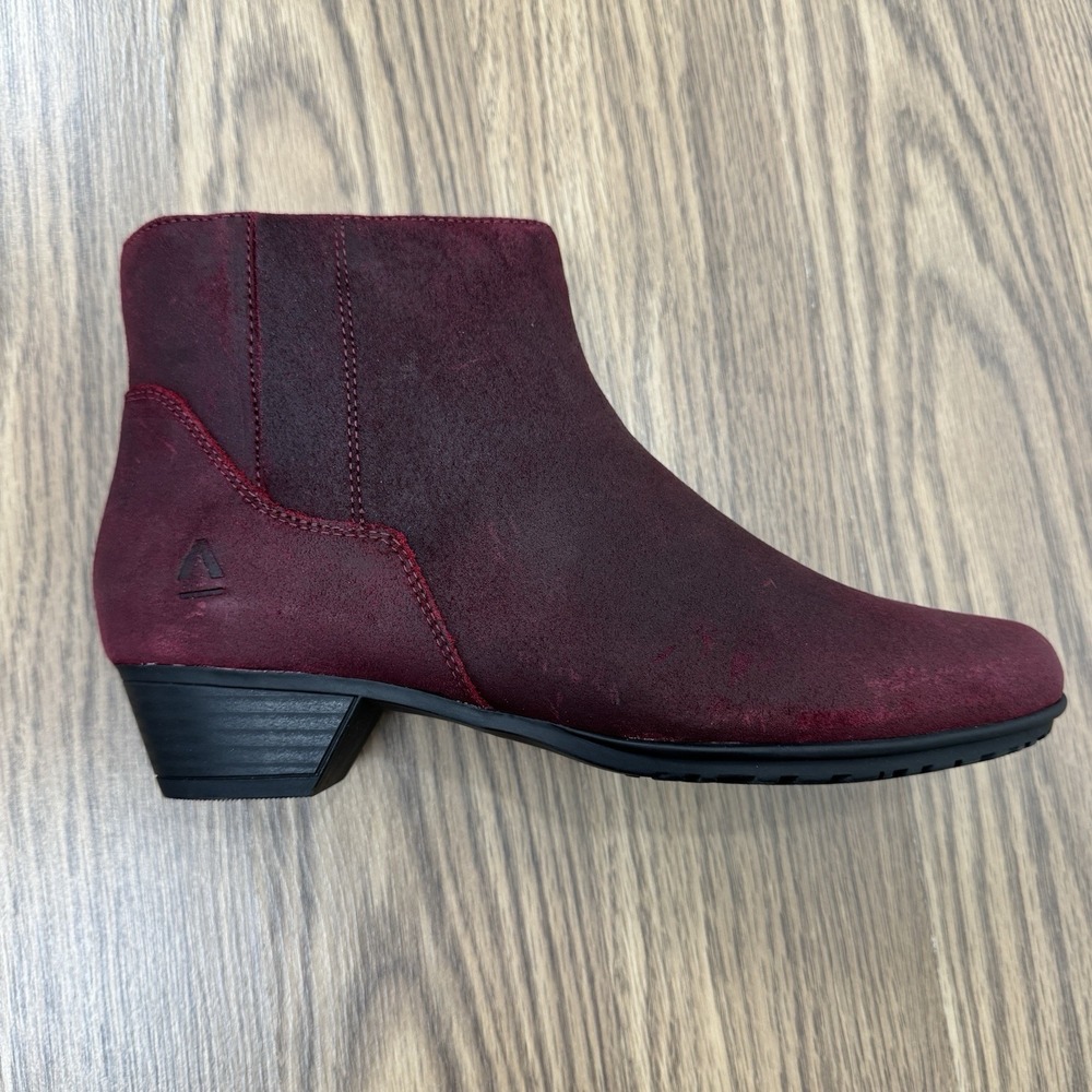 Abeo Ankle Boots Womens 8.5 Burgundy Leather Comfort Bootie Round Toe Holiday - Picture 11 of 16